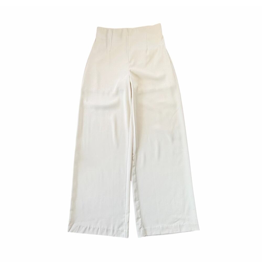 Line and Dot White Wide Leg Classy Professional Polished Chic Trouser Pants